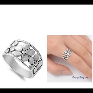 Solid Sterling Silver 925 PLUMERIA 11MM RING!